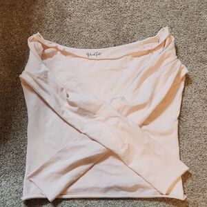 Brandy Melville Women's Light Pink Off-Shoulder Top